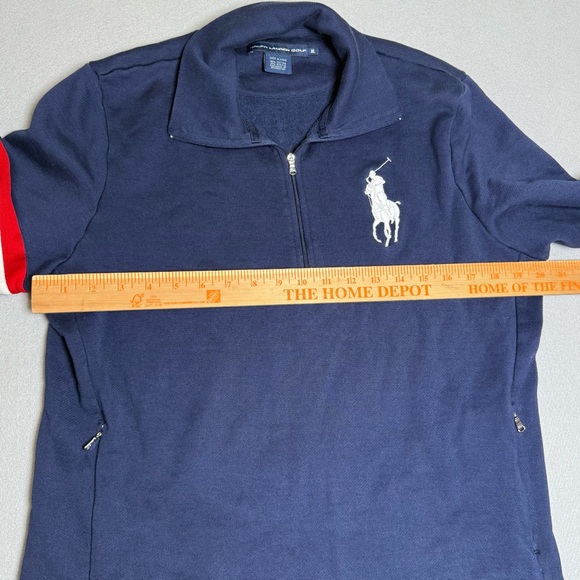 Polo Ralph Lauren Golf NAVY BLUE Blue BIG PONY 1/2 HALF ZIP SWEATER XL READ - Picture 6 of 8
